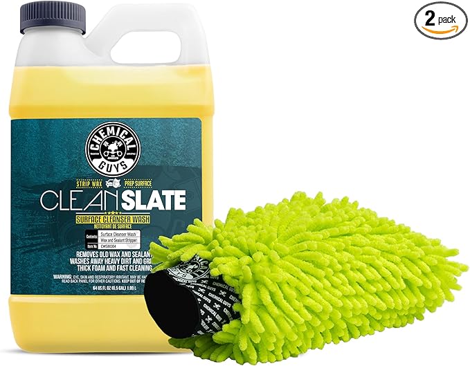 Chemical Guys CWS80364M Car Wash Starter Bundle - Clean Slate Deep Surface Cleaning Car Wash Soap, 64 oz (.5 Gallon) Citrus Scent + Chenille Wash Mitt (2 Items) Works on Cars, Trucks, SUVs, & More