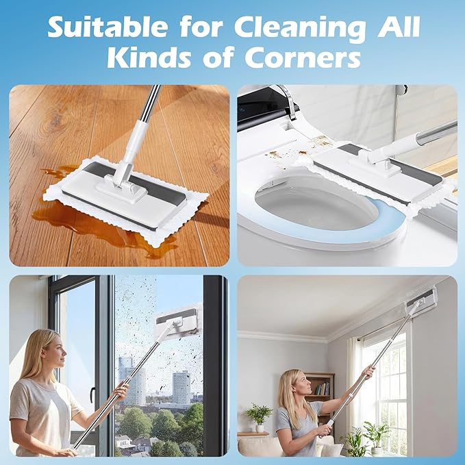Masthome Clamp Mop Compatible with Swiffer Wet Jet Mops, 50" Stainless Steel Handle Mini Mop for Hardwood, Tile, Laminate, Marble, Wall, Window, Multi-Surface Floor Cleaning