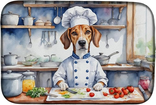Caroline's Treasures DAC6188DDM American Foxhound The Chef Dish Drying Mat Absorbent Dish Drying Mat Pad for Kitchen Counter Dish Drainer Mat for Countertop, 14 x 21", Multicolor