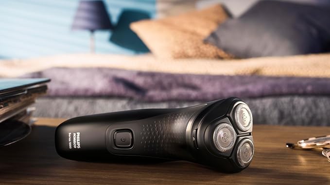 Philips Norelco Shaver 1100 Series, Dry Electric Shaver, 27 Self-Sharpening ComfortCut Blades, 4D Floating Heads, P-Cap, Deep Black, Model S1016/90 (Pack of 2)