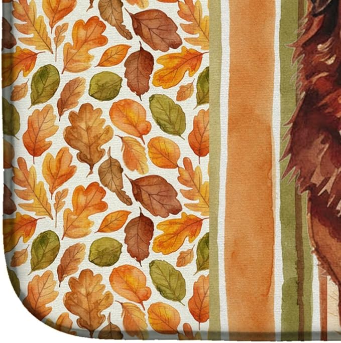 Caroline's Treasures Red Gold Tibetan Mastiff Heirloom Fall Dish Drying Mat Absorbent Dish Drying Mat Pad for Kitchen Counter Dish Drainer Mat for Countertop, 14 x 21", Multicolor