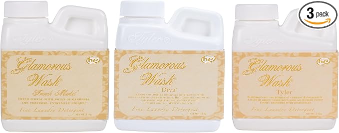 Elanze Designs Tyler Candle Glamorous and Luxurious High Efficient Wash 4 ounce Scented Fine Laundry Detergent Pack of 3; French Market, Tyler, Diva