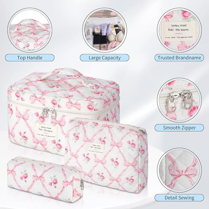 Senbowe Makeup Brush Cleaner and Large Cotton Floral Makeup Bag