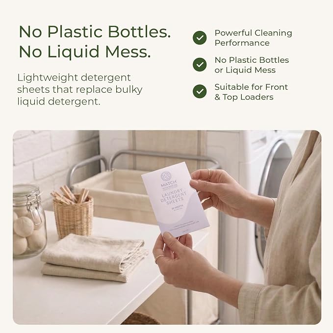 Travel Laundry Detergent Sheets – 10 Pre-Measured Loads, Dissolves Completely – Plastic-Free, Biodegradable Formula – Machine-Ready, Compact, TSA Carry-On Friendly – Lavender