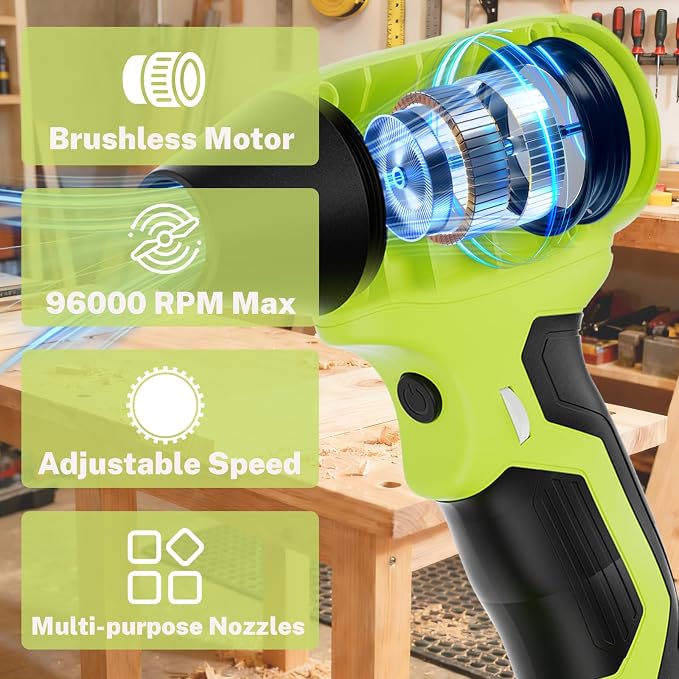 Cordless Dust Blower Compatible with Ryobi One 18V Battery, Handhled Leaf Blower Electric Compressed Air Duster Turbo Jet Fan with Nozzles for Blowing Leaves and Dust(Battery Not Included)