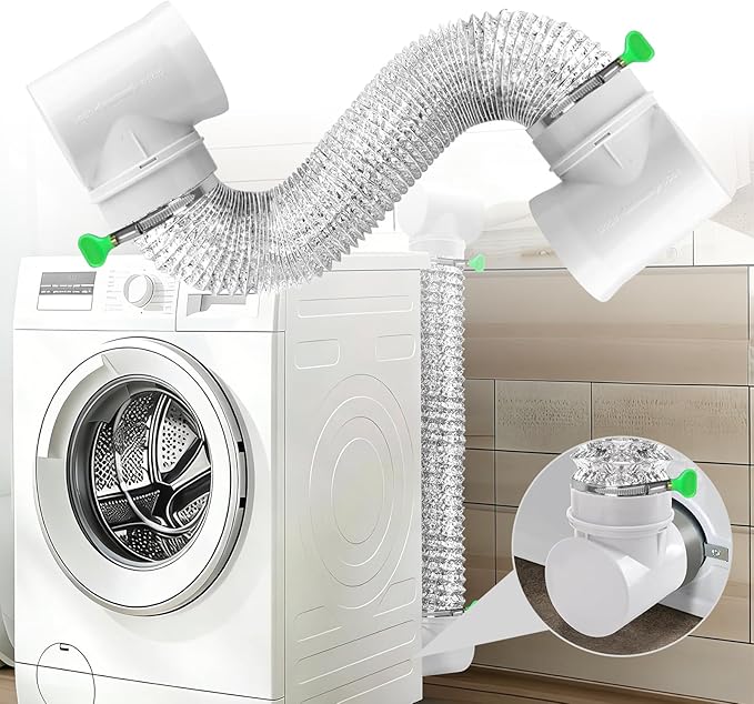 Dryer Vent Hose For Tight Space | Flexible Dryer Vent Connector Kit with 4 Inch 9.8 Feet Hose | Includes 2 90-degree Dryer Vent Elbow & Dryer Vent Duct | Easy Installation Space Saving (Silvery)