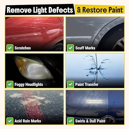 Carfidant Scratch and Swirl Remover - Car Scratch Remover for Vehicles Paint - Polishing Compound for Cars with Pad and Towel - Cutting and Buffing Compound for Paint Restorer