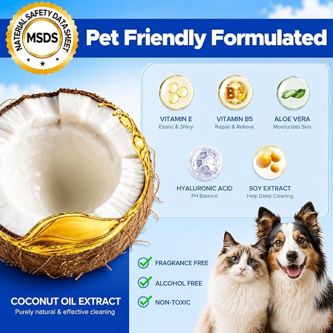 Paw Cleaner for Dogs & Cats,No-Rinse Foaming Dog Paw Cleaner Washer Cleanser,Hypoallergenic & pH-Balanced, 7 fl oz, with Scrubber Brush,Safe for Small, Medium & Large Pet, Puppy Clean Paws