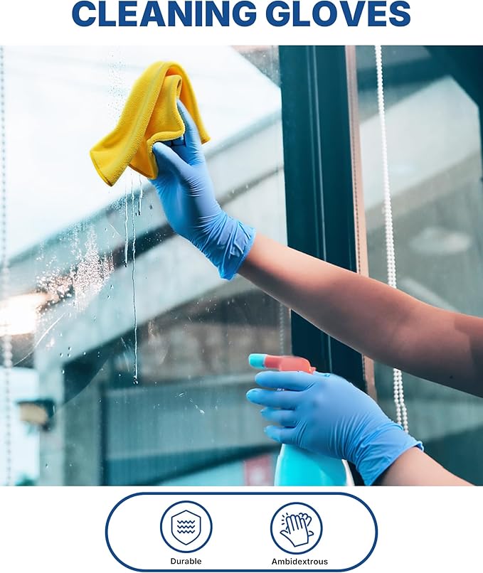 Schneider Blue Vinyl Synthetic Exam Gloves, Case of 1000, 4-mil, Powder-Free, Latex-Free, Non-Sterile, Disposable Gloves
