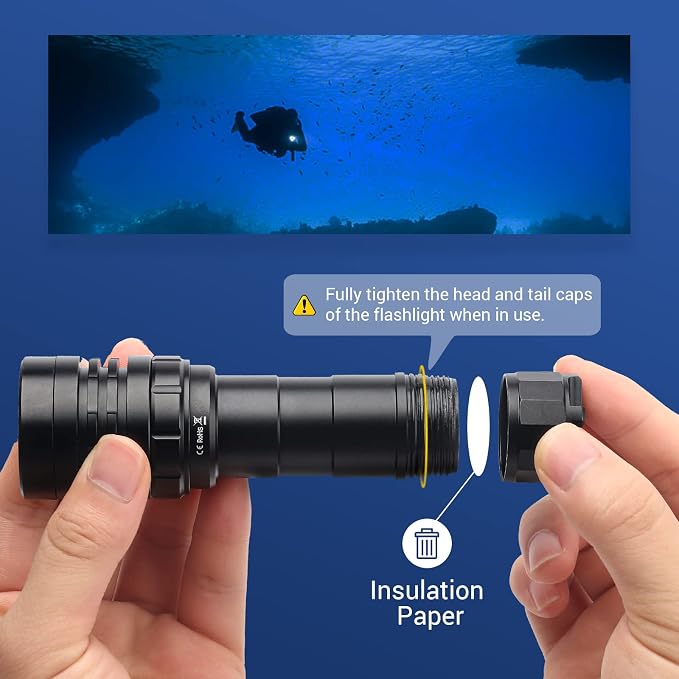 Sofirn 3000 Lumen Dive Light, Powerful Scuba Diving Flashlight，IPX8 Waterproof Flashlight with Magnetic Ring Switch and 3 Modes for Underwater Sports, Available Submerge up to Underwater 100 Meters