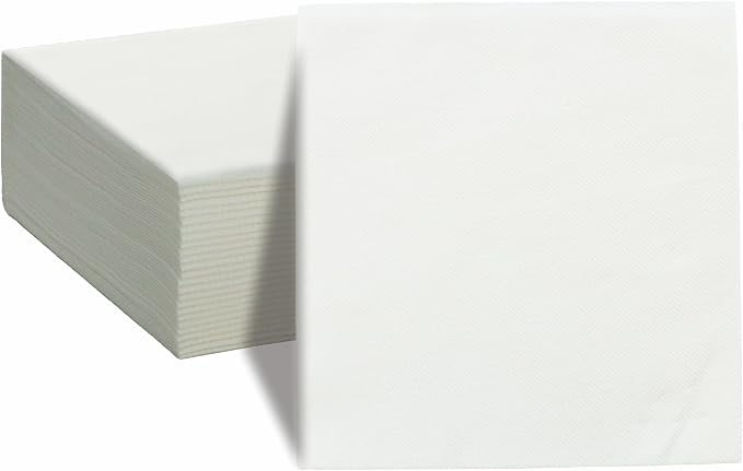 KMAKII White Disposable Dinner Napkins Linen-Feel Colored Paper Napkins Premium Cloth Like Napkins Ideal For Restaurant, Events, Weddings&Party,50 Pack 16 x 16 inches