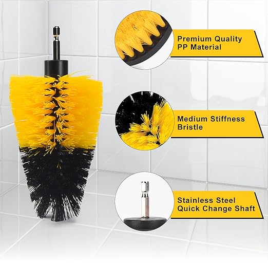 SHIELDPRO 18 Pack Drill Brush Attachment Set, Power Cleaning Scrub Brushes for Drill, Extend Long Attachment, All Purpose for Car Detailing, Bathroom, Carpet, Tile Grout, Sinks, Corners