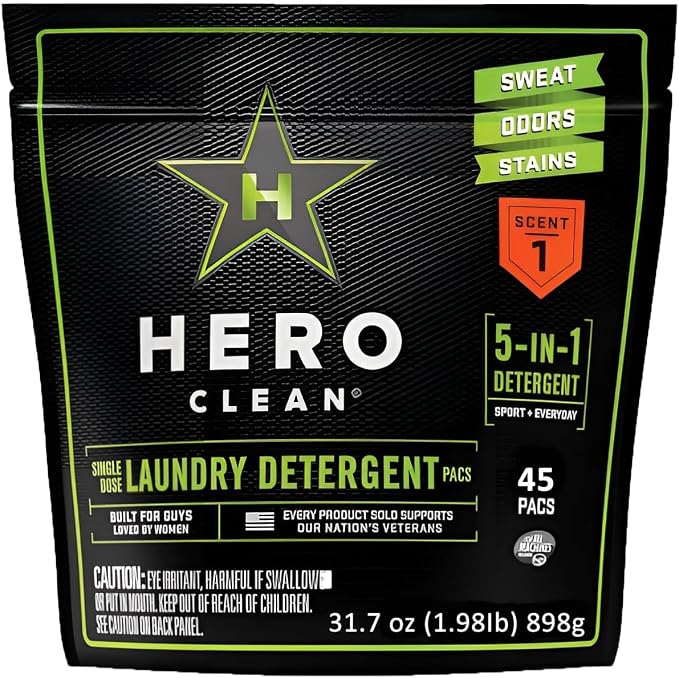 Hero Clean Laundry Detergent PACS, Scent 1, 45-Count