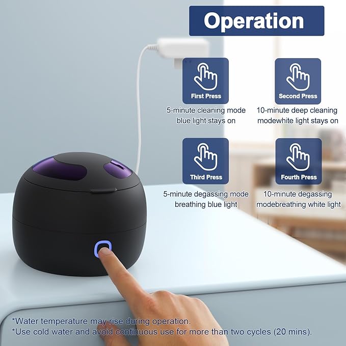 Upgraded Ultrasonic Retainer Cleaner, 45kHz Retainer Cleaner Machine for Denture Cleaner, Retainer Cleaner, Mouth Guard Cleaner, Night Guard Cleaner, Denture Cleaner with 200ML Dental Cleaning Pod