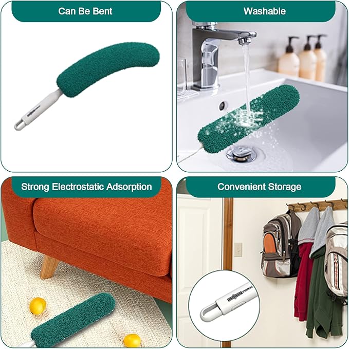 Telescoping Squeegee for Shower and Microfiber Dusters for Cleaning Kit