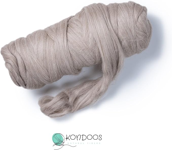 Llama roving Fiber(Similar to Alpaca), 1 lb. Narural for Needle Felting, handcrafts and Spinning. Natural Colours, un-Dyed. (Light Fawn PMC, 1lb)