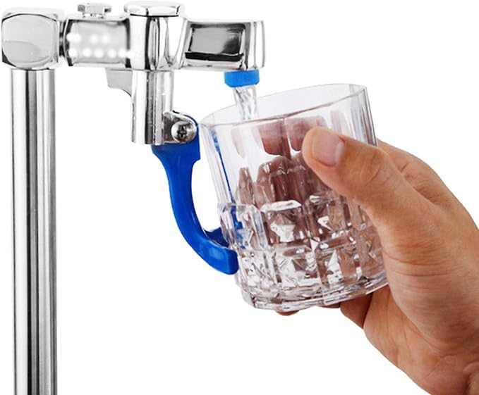 Topyond Glass Cup Rinser, Push Back Cup Washer, Bottle Cleaner for Kitchen Sink, Glass Washer with Faucet Head, Cup Rinser Sink Attachment for Bar, Coffee Shop, Home Kitchen