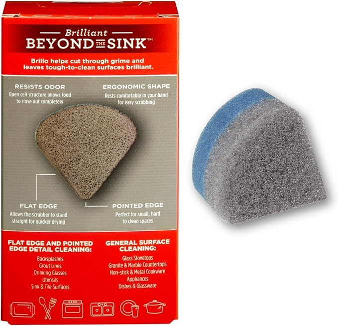 Brillo Scrub Max Heat Activated Sponges, Strong & Long Lasting, Innovative Technology, 2 Count (2 Count (Pack of 3), Kitchen)