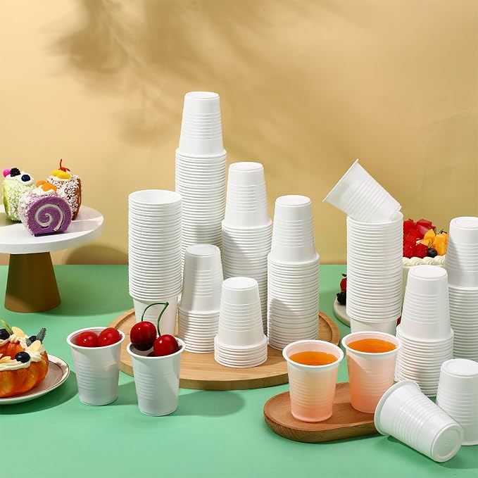 Eaasty 1000 Pcs White Plastic Cups Bulk 5 Oz/150 ml White Disposable Plastic Drinking Cups Disposable Drinking Tumblers Bulk for Tasting, Birthday Parties, Picnic, BBQ, Wedding