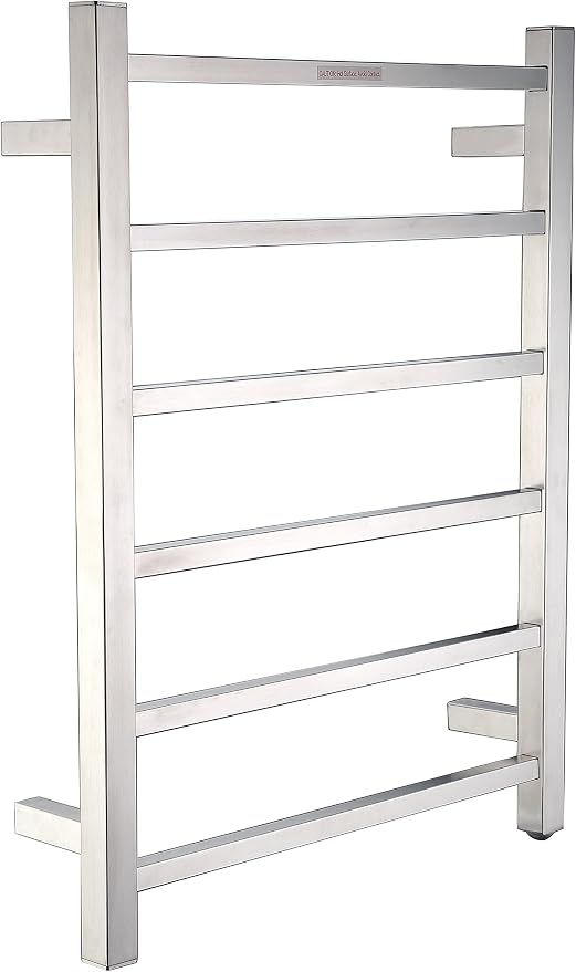 ANZZI Charles 6-Bar Wall Mount Brushed Nickel Towel Warmer | Energy Efficient 68W Electric Plug in Heated Towel Rack for Bathroom | Stainless Steel Towel Heater Rail Quick Towel Dryer | TW-AZ014BN