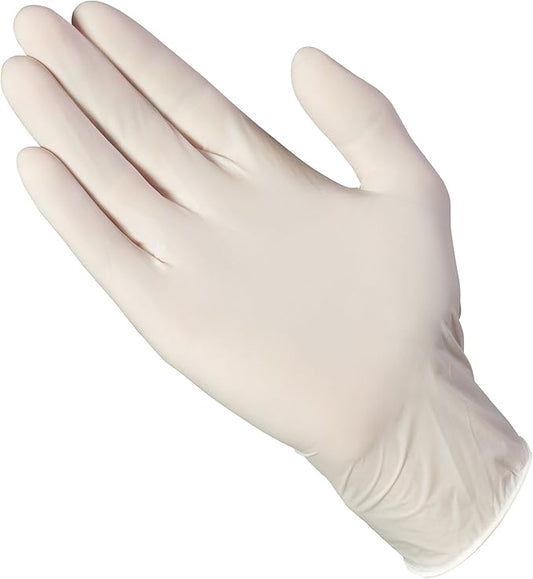 Mr Clean Latex Gloves Disposable Single Use Lightly Powdered Non-Sterile Multipurpose Uses One Size Fits Most Tear & Puncture Resistant Design 9.5-Inch Long with Beaded Cuff, 100-Count, Blue