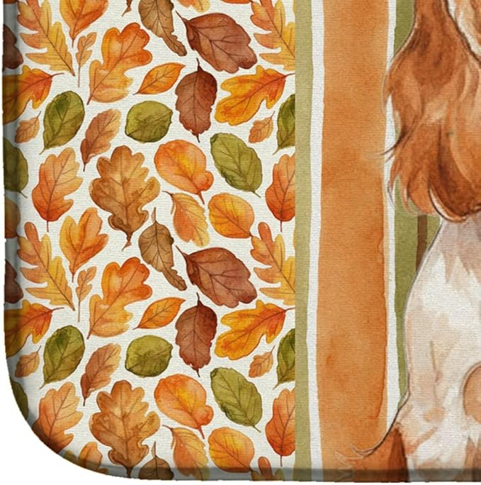 Caroline's Treasures Orange Roan English Cocker Spaniel Heirloom Fall Dish Drying Mat Absorbent Dish Drying Mat Pad for Kitchen Counter Dish Drainer Mat for Countertop, 14 x 21", Multicolor