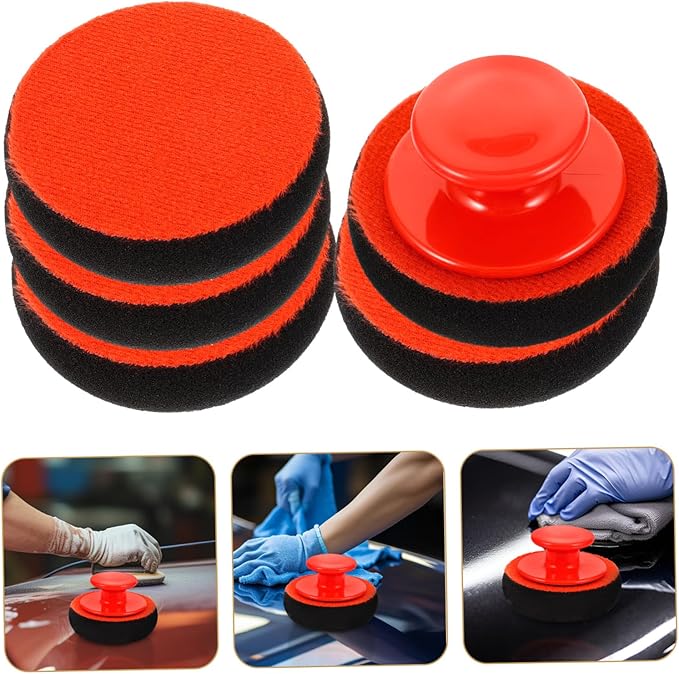 PartyKindom 4sets Car Wax Applicator Pads Sponge for Car Paint Buffing Puff Polishing Kit