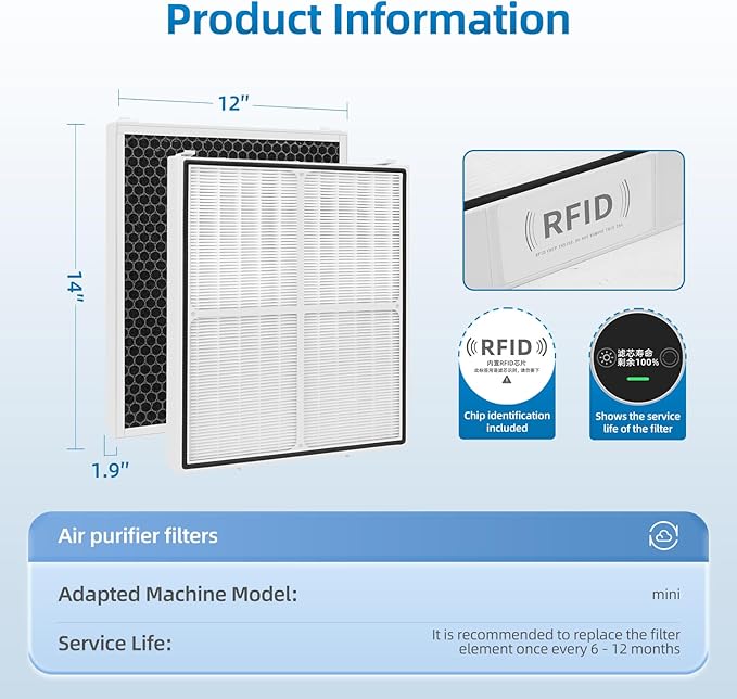 124746 Replacement Filter Compatible with Amway Atmosphere Mini Air Purifier,H13 HEPA+Carbon Filter(1piece）
