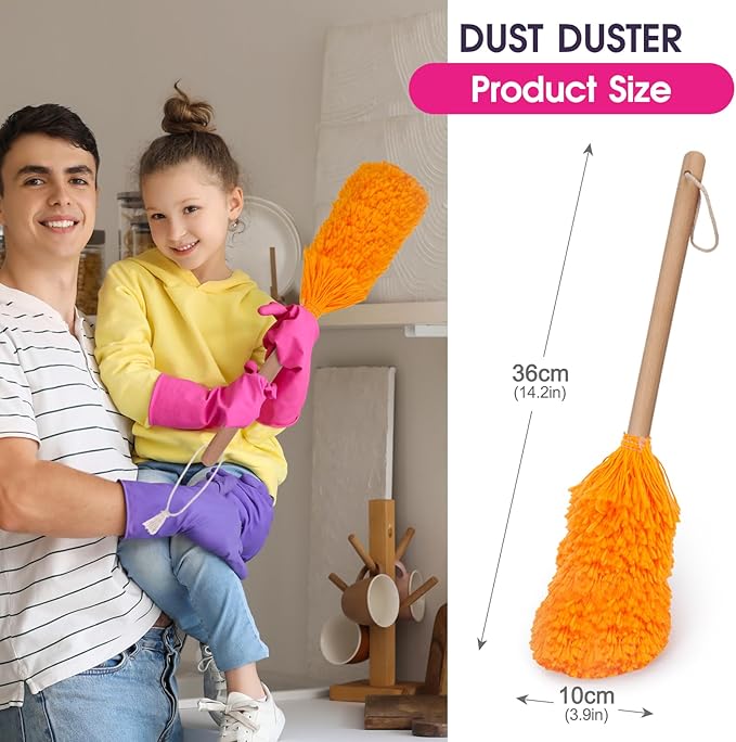 Masthome Wooden Kids Cleaning Set, 8 Pcs Toddler Housekeeping Pretend Play Toys, Broom Mop Dustpan Duster Cleaning Tools with Storage Stand, Educational Life Skill Play Kit for Boys GirlsAges 3+