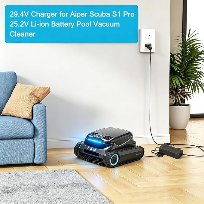 29.4v Charger for aiper Scuba s1 pro,N1 Pro,N1 Ultra Pool Cleaner Compatible with Aiper Scuba S1 Pro 25.2V Li-ion Battery Cordless Robotic Pool Vacuum Cleaner Charger Adapter