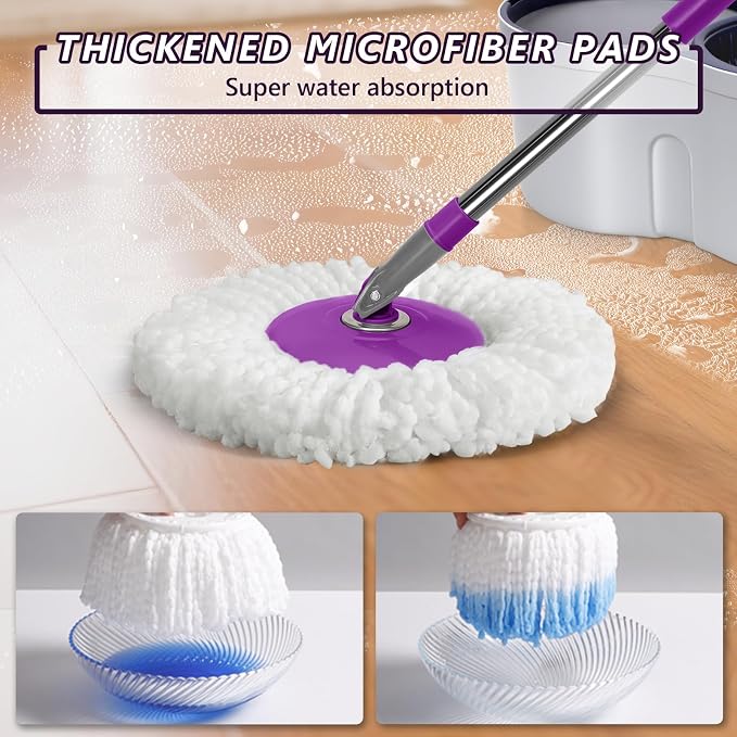 Masthome 36" Commercial Mop for Floor Cleaning with 3 Pads, & Spin Mop and Bucket with Wringer Set with 3 Reusable Pads for Floor Cleaning, Wet Dry Floor Mop for Home & Office