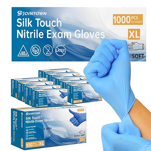 Nitrile Exam Gloves, 3.5-Mil Blue Disposable Latex-Free, Extra Soft Medical Nitrile Gloves X-Large Case Of 1000, Powder Free for Medical, Cleaning, Cooking, Esthetician, Food-Safe,XL