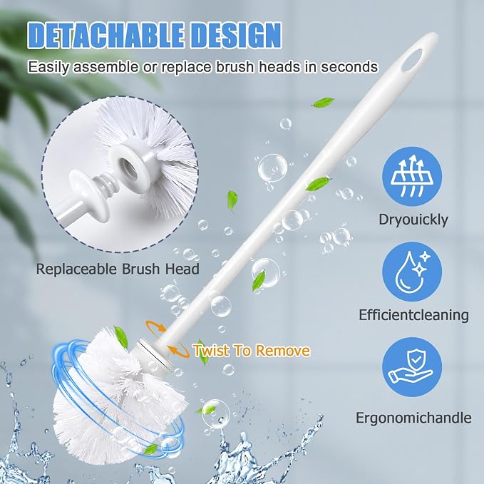 15 Pcs Toilet Brush,14.2" Bathroom Toilet Bowl Brush,Commercial Heavy Duty Toilet Bowl with Hook & Gloves,Long Handle Toilet Bowl for Household Cleaning,Professional/Janitorial Scrub Brush for Toilet