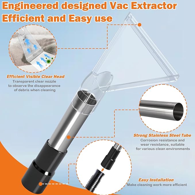 Shop Vac Extractor Attachment Kit – Fits All Shop Vacs Includes 2-1/2", 1-7/8" and 1-1/4" Adapter Large for Carpet Cleaning Auto Detailing Wet-Dry Vacuum Extractor Accessory (Large)