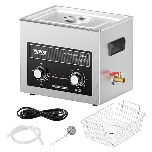 VEVOR 10L Sonic Cleaner with Heater Timer & Basket, Professional Digital Sonic Cavitation Machine, 240W Cleaning Machine for Lab Tools, Metal Parts, Carburetor, Brass, Auto Parts, Engine Parts