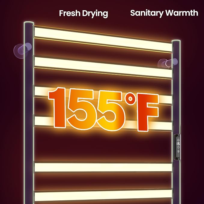 Paraheeter Wall Mounted & Freestanding Heated Towel Rack for Bathrooms. Electric Towel Warmer Rack Heater, Stainless Steel Black. CSA Certified.