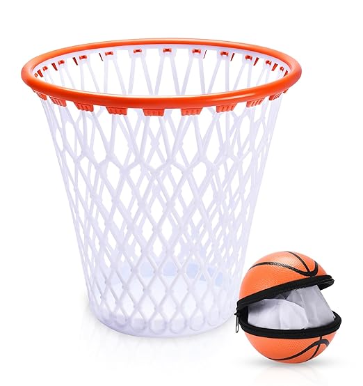 Basketball Trash Can - 1 Zippered Shooting Balls™ - Perfect Basketball Gift - Boys Room Decor - Kids Bedroom Wastebasket - Easter basket for Dorm or Home Office - Carbage Can Sport party -Size 12"x12"