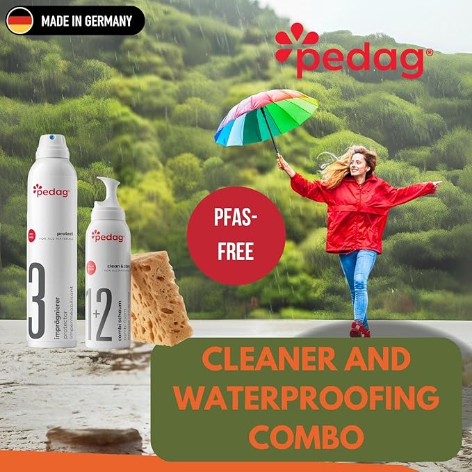 Pedag Leather/Suede/Nubuck/Textile Cleaner and Conditioner with Waterproofing Kit, 250 ml/150 ml, 3 Count