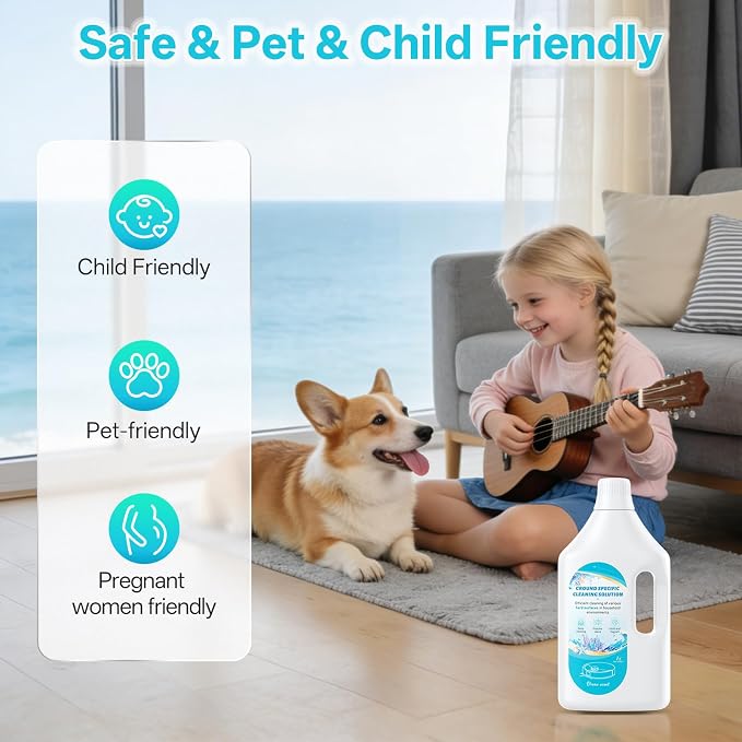 1 L Floor Cleaning Solution Ocean Scent, Compatible with Roborock/Shark/Bissell/Swiffer/IRobot/Eufy Quick Drying Without Residue Suitable for All Robot Vacuums and Wet Dry Dual-Use Vacuum Cleaners