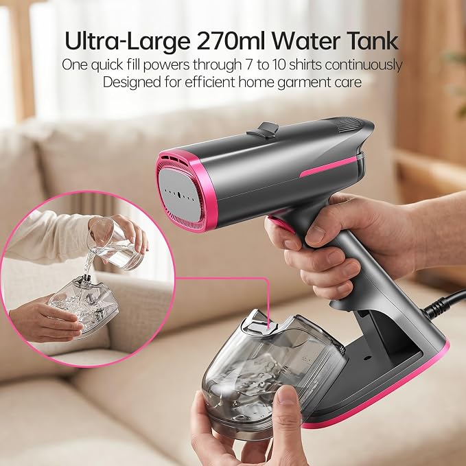 Dr.flash Vacuum Steamer for Clothes, 2-in-1 Home Garment Steamer and Iron, 6000Pa Strong Suction, 3 Modes with LED Display, 270ml Tank, Professional Wrinkle Remover (for 110-120V Use)