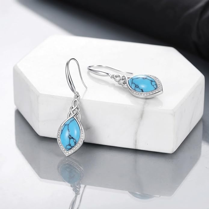 PELOVNY Celtic Knot Filigree Earrings for Women 925 Sterling Silver Moss Agate/Birthstone Infinity Earrings Birthday Christmas Jewelry Gifts for Mom Daughter Wife Sister