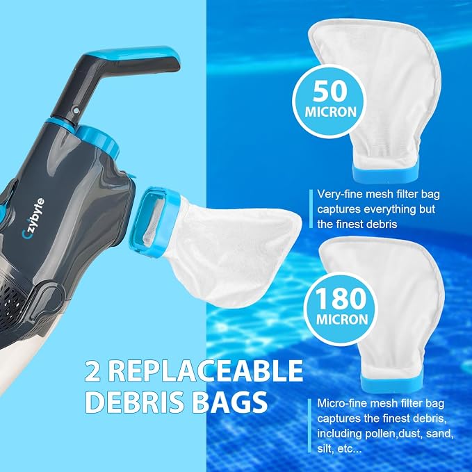 Handheld Pool Vacuum Cleaner, Rechargeable Pool Bottom Cleaner with Strong Suction, 1 H Runtime,for Above Ground/Inground Pools, Spas and Hot Tubs, Grey