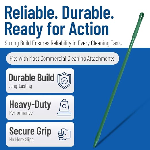 SPARTA 41225EC09 Fiberglass Broom Handle, Mop Handle, Replacement Handle With Acme Threaded Tip For Commercial Cleaning, 48 Inches, Green, (Pack of 12)