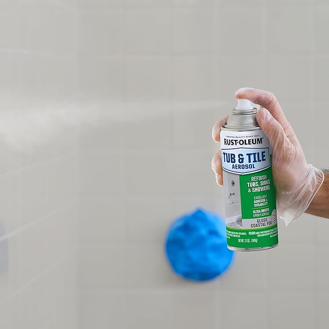 Rust-Oleum 385291 Specialty Tub & Tile Spray Paint, 12 oz, Gloss Coastal Fog