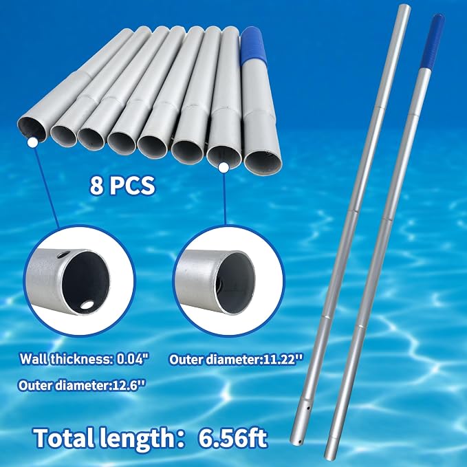 Cordless Pool Vacuum, Handheld Rechargeable Pool Cleaner with Poles,60 Mins Runtime, 11.1V Powerful Suction, 2 Replacement Filter Bags,Ideal for inground Pools,Spa,Hot Tub, Stairs,Above Ground Pools