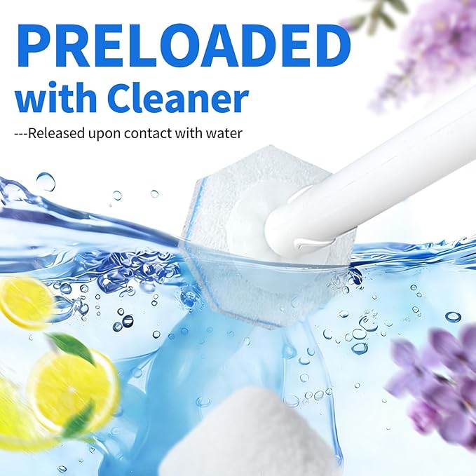 Toilet Bowl Wand Refills for Clorox, Toilet Cleaner Refills,100 Count | Compatible with Clorox Toilet System, Pre-Loaded Cleaner, 3-Layer Scrub Pads, 4X Cleaning Power , Lemon Lavender Scent