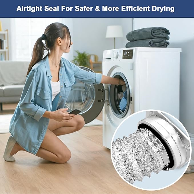 DV180 Magnetic Dryer Vent Coupling – Dryer Vent Connector Kit With Aligning 4" Quick Connect System, Fire-Resistant Aluminum Hose, Airtight Seal for Safer & More Efficient Drying