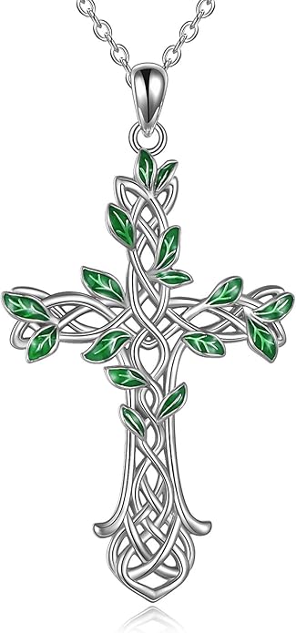 ONEFINITY Religious Cross Pendant Necklace Sterling Silver Origami Cross Pendant Gifts for Women Men Jewelry