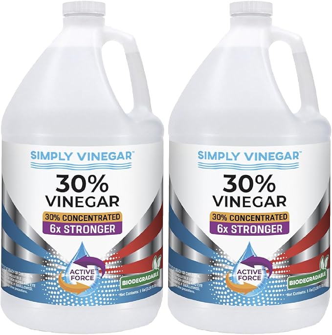 Simply Vinegar 30% Vinegar – Pure Concentrated Active-Force Vinegar for Cleaning, Home, and Garden, 128 oz (2)