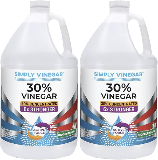 Simply Vinegar 30% Vinegar – Pure Concentrated Active-Force Vinegar for Cleaning, Home, and Garden, 128 oz (2)